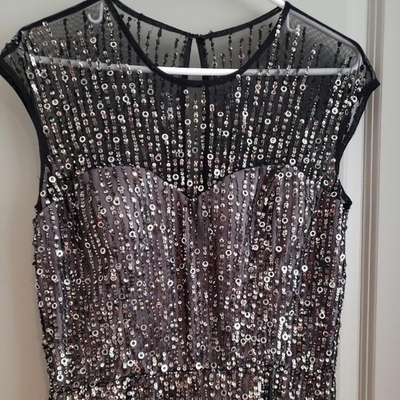 Adrianna Papell beaded Cap Sleeve Sweetheart Neck long Dress - Picture 7 of 8